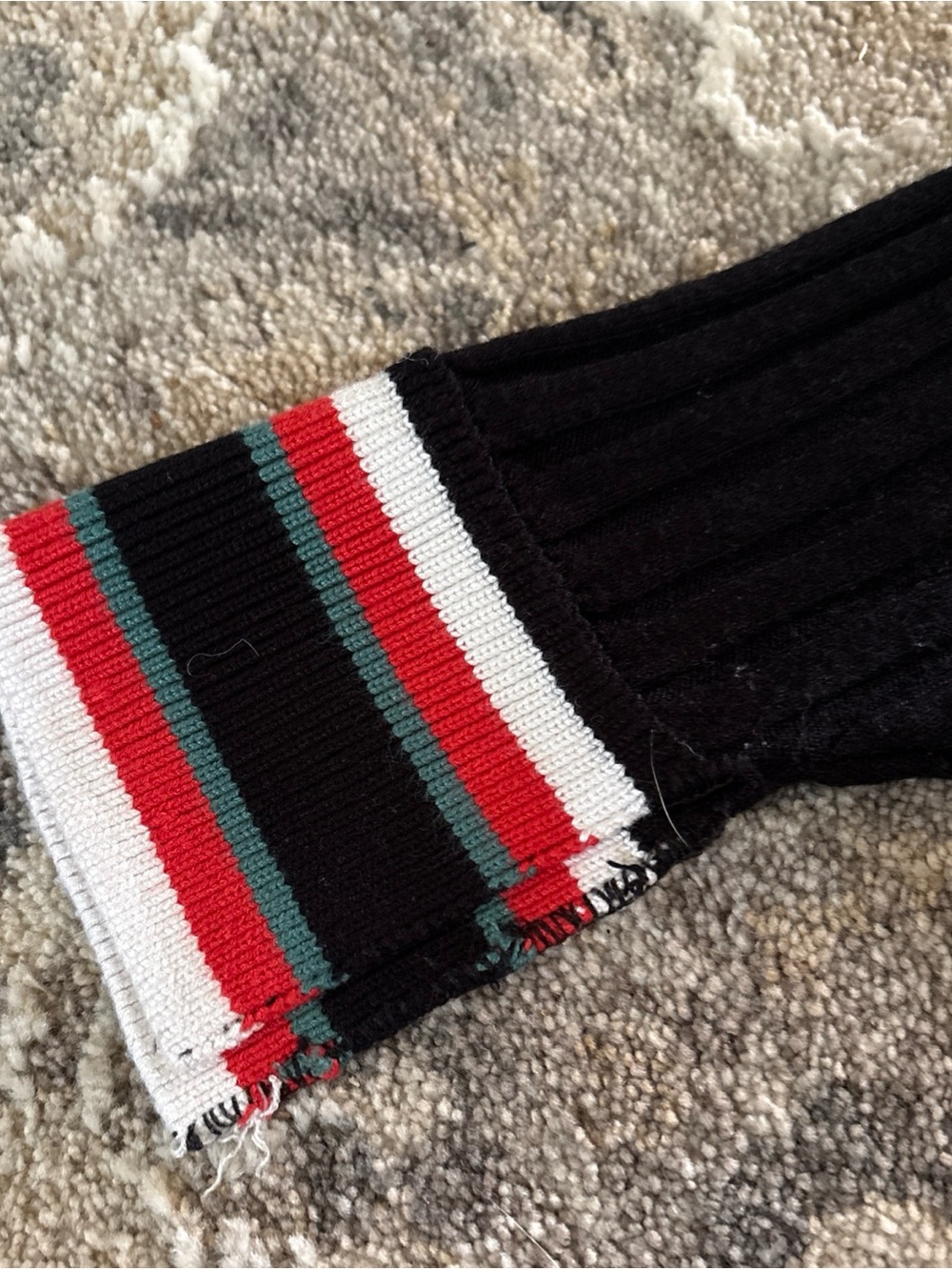 Celine Black Ribbed Polo Midi Dress with Red and Yellow Stripes - Picture 9 of 16